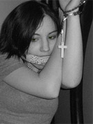 Petite restrained teens get humuliated and receive a firm punishment.